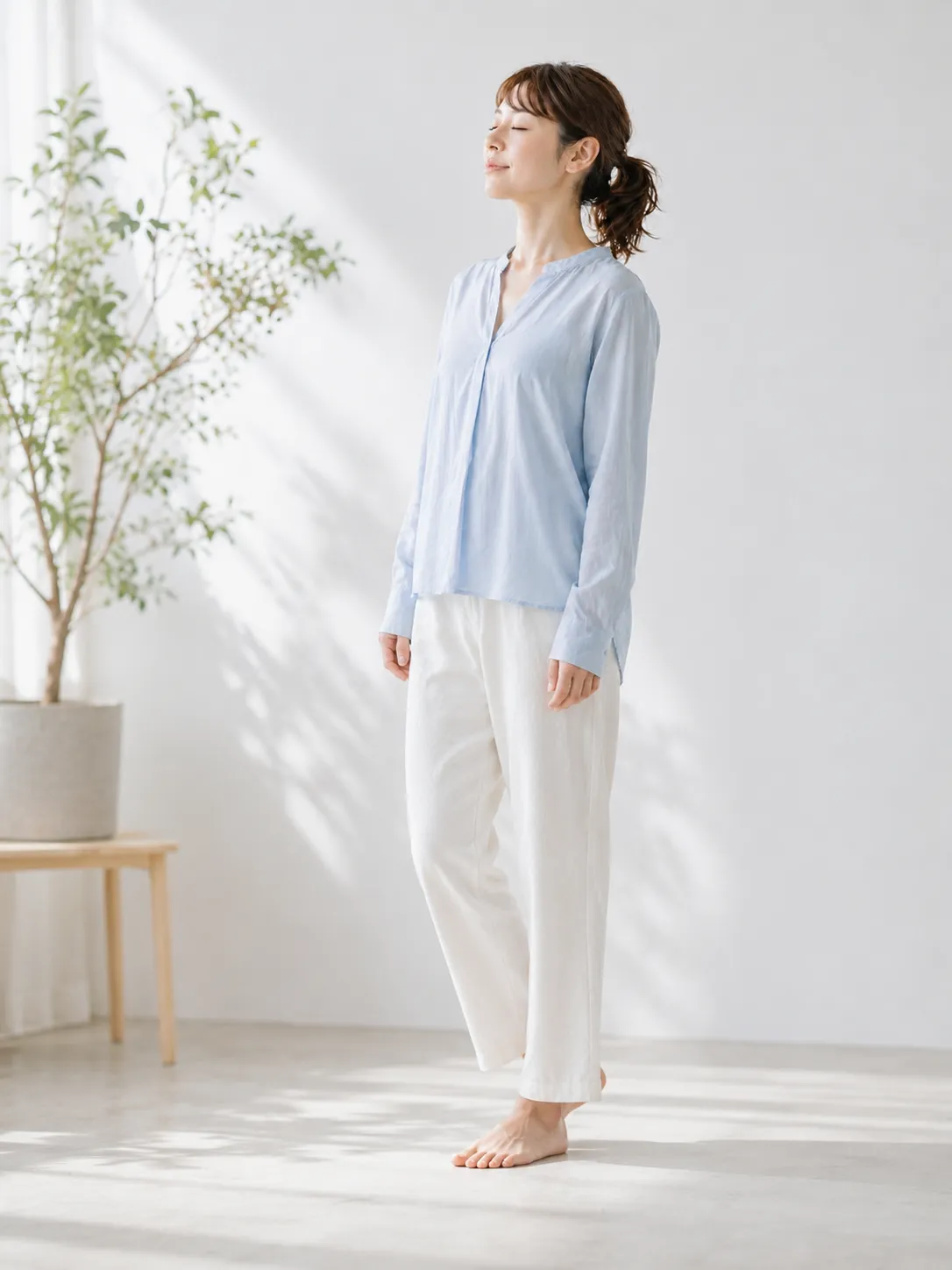 左右の体重バランスが整い、母音と声の芯が安定していくイメージ
