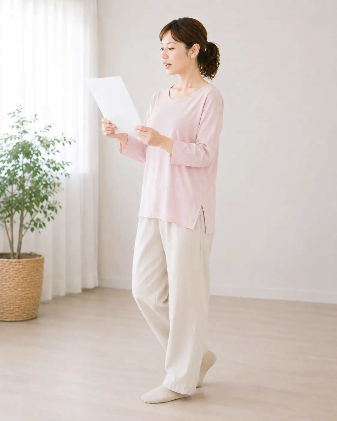 身体の動きを止めすぎず、声と息が次へ流れていくイメージ